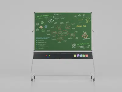Customizable Double-Sided Metal Greenboard Writing Board Low-poly 3D model