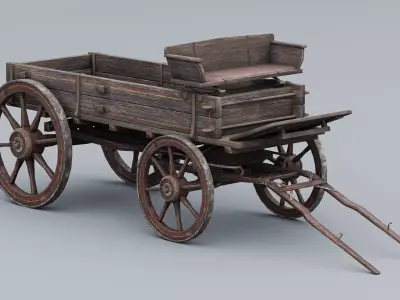 Game Ready Wagon Low-poly 3D model