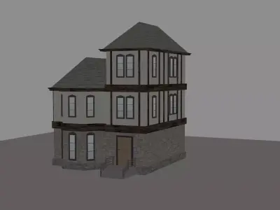 Medieval House Low-poly 3D model 3