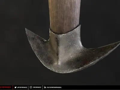 Orc Goblin Worn Iron Mace - fantasy PBR game ready weapon Low-poly 3D model