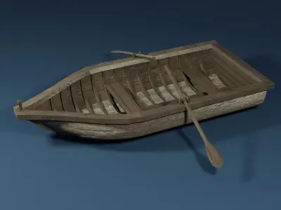 Rowboat wooden boat 3D model purchase