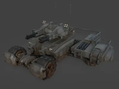 Tank model armored vehicle Low-poly 3D model