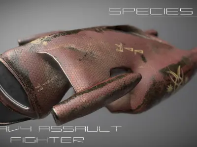 Species I - Alien Heavy Assault Fighter Low-poly 3D model