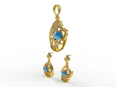 Diamond Pendant Set 46 3D print model