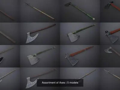 Assortment of Axes 3D Model Pack