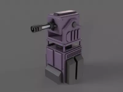PBR Turret Gun 01 Purple Low-poly 3D model
