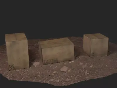 Dirty Cartoon Boxes Low Poly Low-poly 3D model