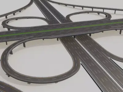 Highway Intersection Road Bridge 3D model by Boyut3d