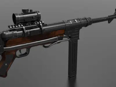 MP 40 Submachine Gun Fps-Tps Low-poly 3D model