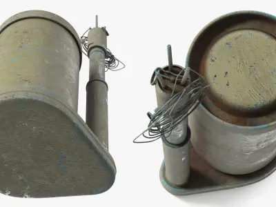 World War II M2 Anti Personnel Mine with Detonator and Wires Yellow 3D model