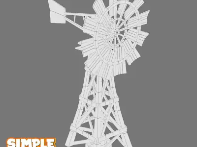 Windmill - Rigged and animated Low-poly 3D model