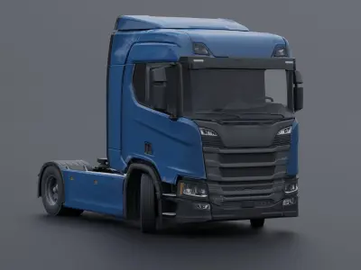 Generic truck with cargo trailer Low-poly 3D model