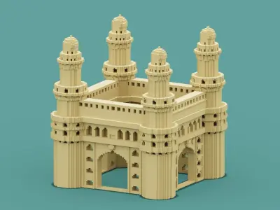 Voxel Charminar  Low-poly 3D model
