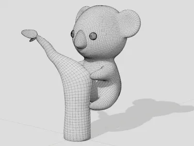 Cute koala  on a tree 3D model