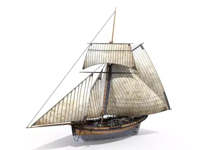 HMS Alert 1777 Cutter Low-poly 3D model