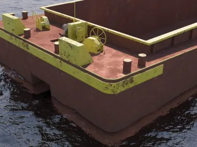 barge cargo ship floating in ocean Low-poly 3D model