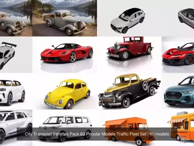 City Transport Vehicles Pack 60 Popular Models Traffic Fleet Set