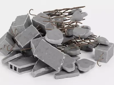Pile of Debris V4 - Concrete Rubble Cluster 3D model
