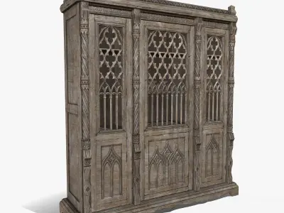 Gothic Bookcase Low-poly 3D model