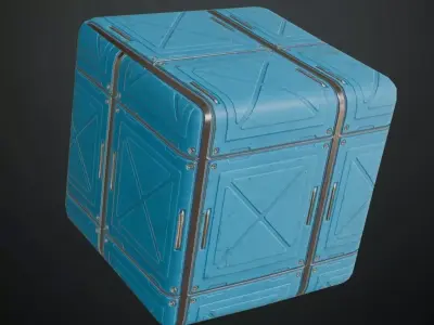 Blue Sci-Fi Padded Metal Plate PBR Seamless Texture