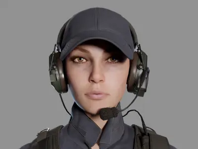 Female Soldier Low-poly 3D model 3