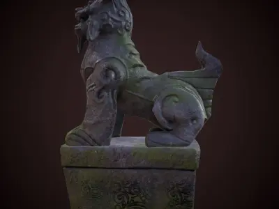 Tiger statue Low-poly 3D model