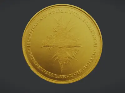 Ancient Realistic Gold Coin Low-poly 3D model