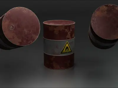 Old rusty barrels  Low-poly 3D model