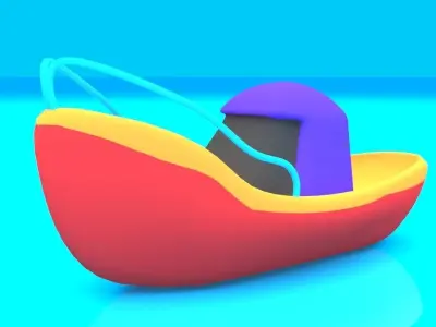 Cartoon Boat Set Low-poly 3D model