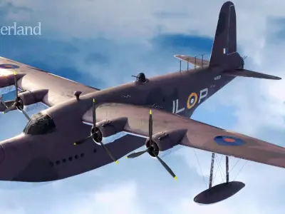 Short Sunderland  Low-poly 3D model