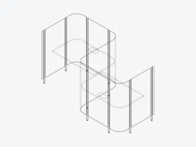 Office Pod - Workspace - Officetec - Open - Side To Side Low-poly 3D model