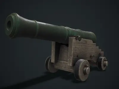Naval Cannon Low-poly 3D model