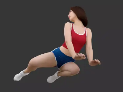 22- Chinese Style Scene - Sports Girl Training 3D model