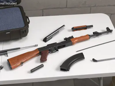  Disassembled AK 47 in Open Waterproof Hard Case 