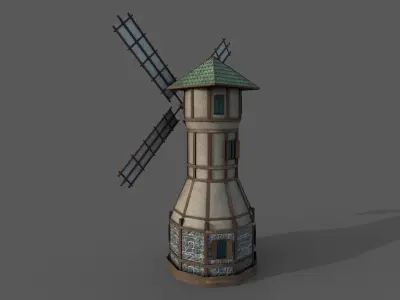 Medieval Fantasy Windmill 3 Low-poly 3D model