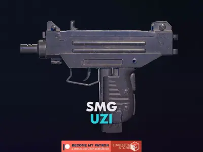 Weapon - Gun - SMG - UZI Low-poly 3D model