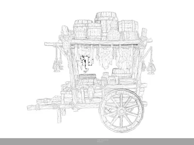 Stylized Merchant And Alchemist Cart Low-poly 3D model