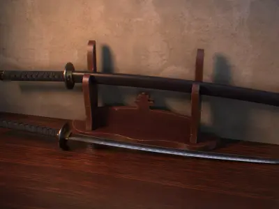 katana two samurai swords Low-poly 3D model purchase