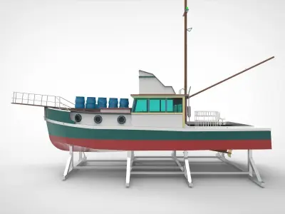 docking fishing ship 4 3D model
