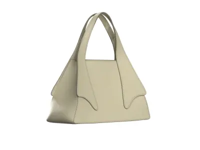 Ivory Leather Tote Bag 3D model