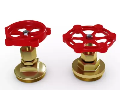 Valves two brass Low-poly 3D model