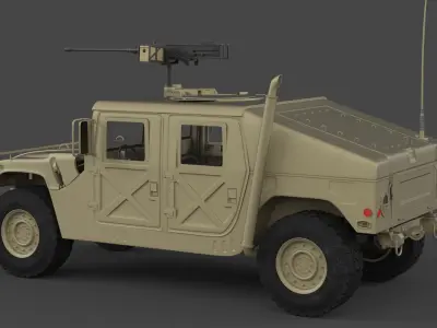 Humvee military vehicle with gun on top 3D model