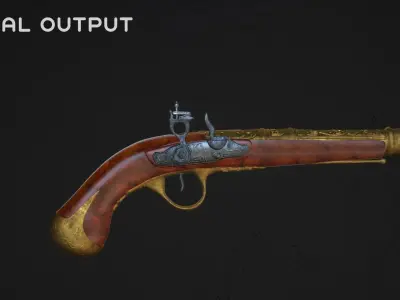 Flintlock Pistol Low-poly 3D model 9
