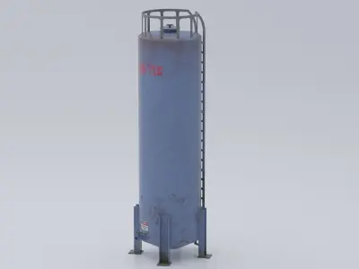 Industrial Vertical Storage Tank-Blue 3D model