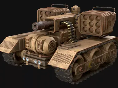 UGV Concept-3B-Desert-Rusty Low-poly 3D model