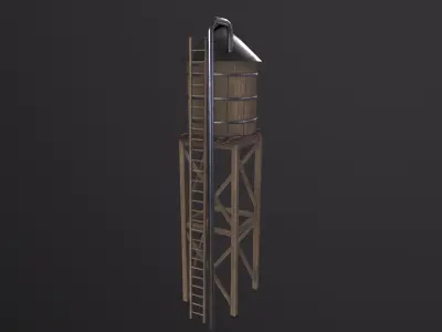Water Tower 3D Model Low-poly 3D model purchase