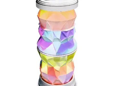 Stylized Rainbow Crystal Column Decoration Low-poly 3D model