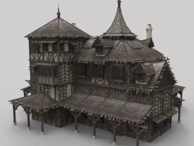 Medieval house fantasy 20  Low-poly 3D model