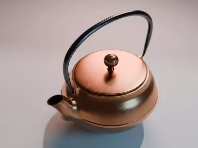 Copper teapot 3D model hardsuface Low-poly 3D model