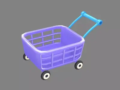 Cartoon Shopping basket - shopping cart Low-poly 3D model